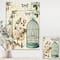 Designart - Blue Cottage Bird, Birdcage and Apple Blossoms II - Floral and botanical Premium Canvas Wall Art